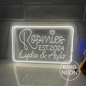 Personalized Roomies Neon Sign, Custom College Dorm Decor image 2