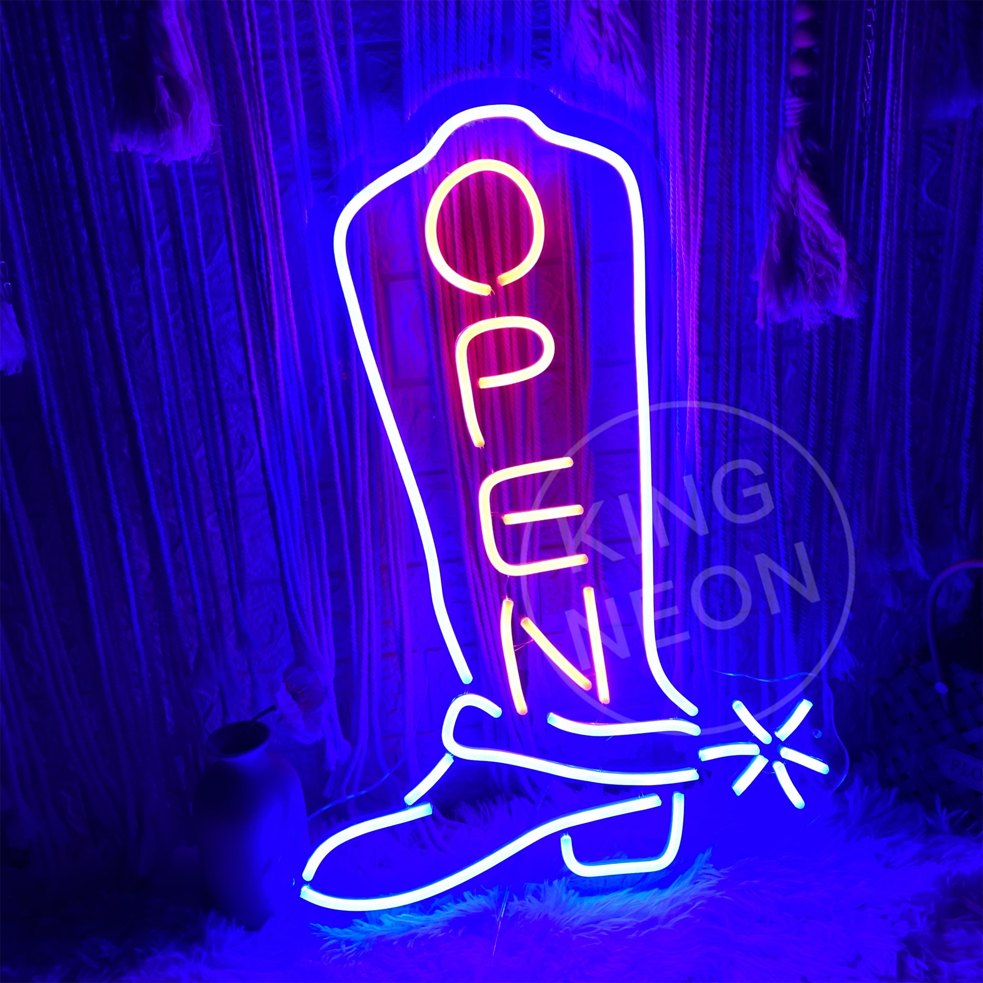 Cowgirl Boots OPEN Neon Sign, Custom Western Decor - Etsy display picture 2