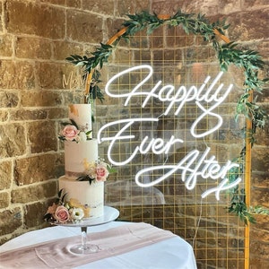 Insegna al neon Happily Ever After X, luce al neon a LED personalizzata per matrimonio, decorazioni da parete per fondali per feste di fidanzamento e addio al nubilato, regali per coppie