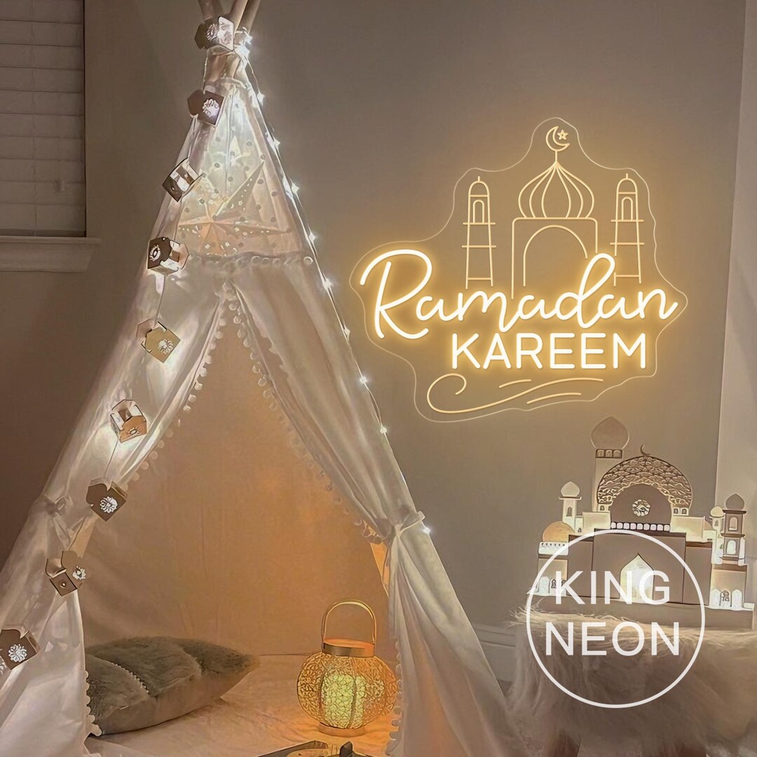 Ramadan Kareem Mosque Neon Sign, Custom Eid Mubarak LED Neon Light ...