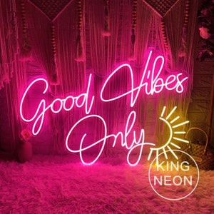 Good Vibes Only Sunshine Letrero de neón, Custom Summer Beach Bar LED Luz de neón Decoración de la pared del hogar Fiesta navideña Decoración del bar Regalo personalizado