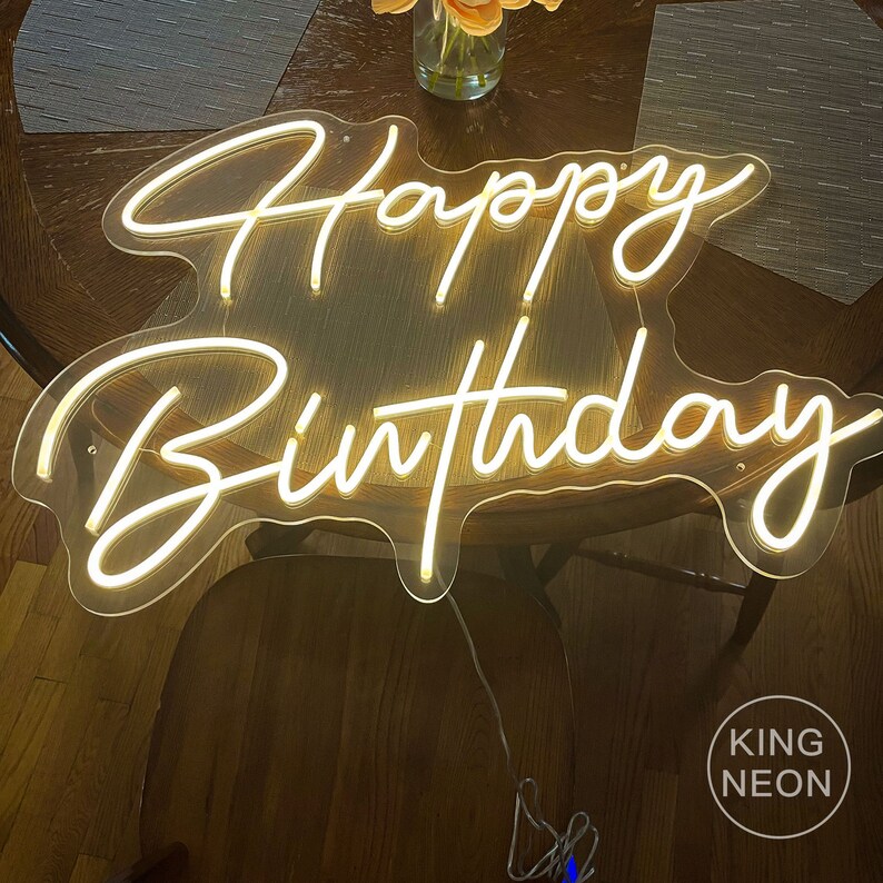Custom Neon Sign,Happy Birthday Neon Sign,Happy 1st Birthday Sign,Acrylic Flex Led Light Sign for Party Wall Decor,Best Birthday Gifts Warm white