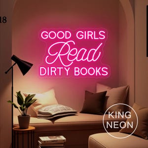 Bonnes filles lisent des livres sales, enseigne au néon LED, bibliothèque de maison personnalisée, éclairage néon, salle de lecture, étagère, décoration murale, citation, art mural, cadeau pour rat de bibliothèque