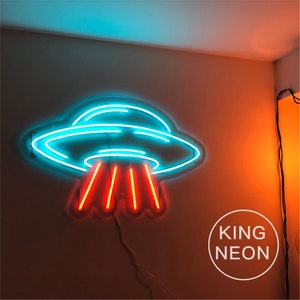 UFO Neon Signs Custom Led Light Lamp For Bedroom UFO Sign Room Party Wall Decor Flying Saucer Shape Neon Light Decorations