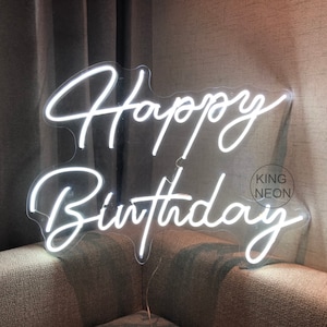 Custom Neon Sign,Happy Birthday Neon Sign,Happy 1st Birthday Sign,Acrylic Flex Led Light Sign for Party Wall Decor,Best Birthday Gifts Cool white