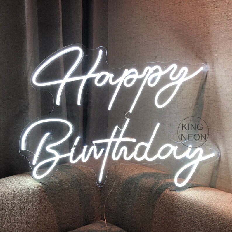 Custom Neon Sign,Happy Birthday Neon Sign,Happy 1st Birthday Sign,Acrylic Flex Led Light Sign for Party Wall Decor,Best Birthday Gifts Cool white