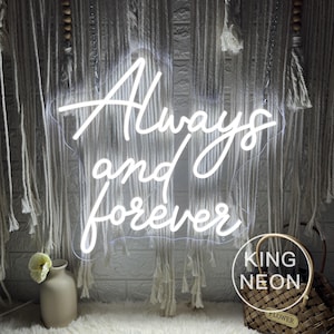 Always and Forever Neon Sign, Custom Wedding LED Neon Light Minimalist Wedding Anniversary Party Decor Wedding Welcome Sign Engagement Gifts