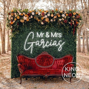 Insegna al neon a LED con cognome personalizzato Mr&Mrs, insegna al neon con nome di famiglia personalizzato, decorazione da parete per matrimonio, festa di fidanzamento, regalo per coppia