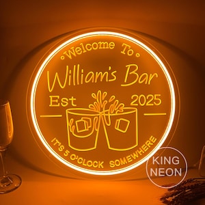 Custom Whiskey Bar Neon Sign,  USB Engraved Home Bar LED Neon Light Wall Decor Cocktail Beer Bar Man Cave Sign, Christmas Gifts For Him