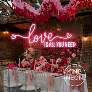 Insegna al neon Love Is All You Need, luce al neon a LED personalizzata per San Valentino, decorazione per sfondo di nozze e fidanzamento, regalo per l'amante, regalo di San Valentino