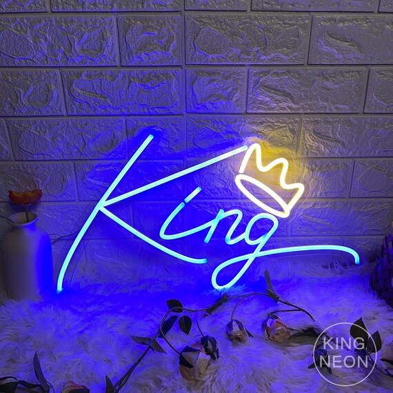 Insegna del re con corona, Insegna a LED per camera da letto