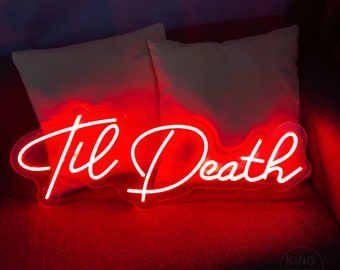 Til Death Neon Sign,Neon Wedding Sign,Til Death Wedding Grass Wall Sign,Custom Halloween Wedding Neon Decor,Wedding Light Sign,Gift for Her