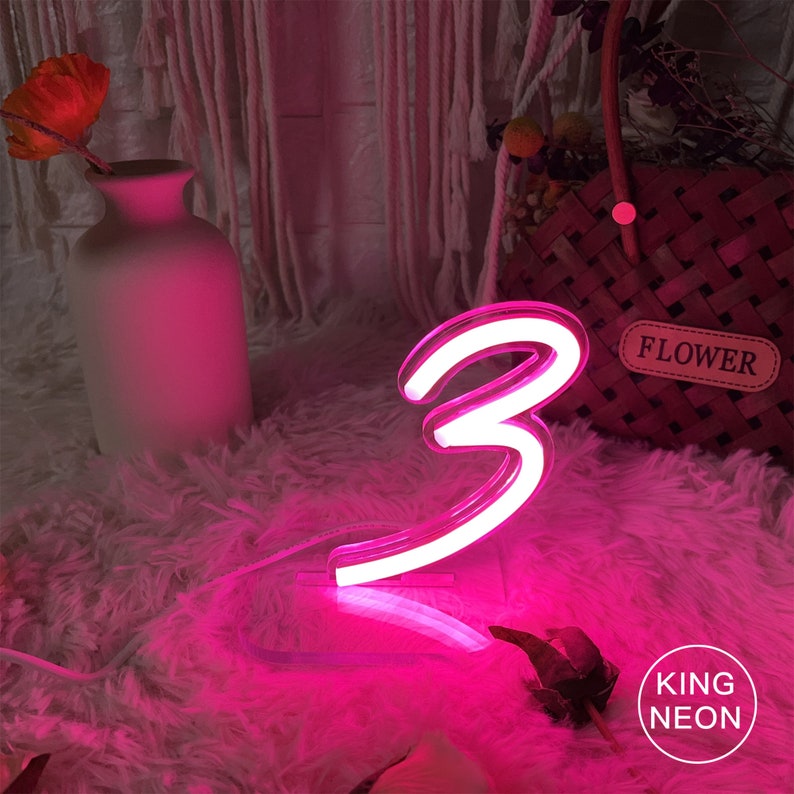 Number Neon Light,Custom Neon Sign,USB Desk Lamp,Battery Table Light,Neon Sign Wedding,Wedding Table Decorations,Led Neon Light For Bedroom image 6
