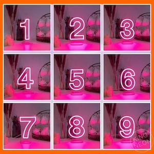 Numbers Table Wedding Sign Neon,9.5" Height USB Led Sign for Wedding,Acrylic Wedding Sign,Birthday Table Number Led Light,Light Up Neon Sign