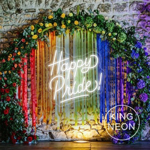 ¡Feliz Orgullo! Letrero de neón arcoíris, luz LED de neón personalizada para el Mes del Orgullo LGBTQ, decoración de pared para el hogar, dormitorio y fiesta.