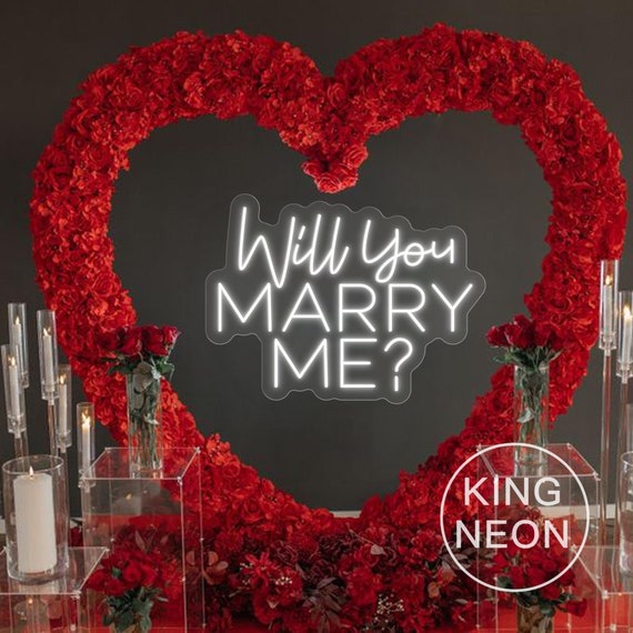プロポーズのデコレーション スープフラワー「MARRY ME」サイン、LED Will You Marry Me? LED Neon Sign, Proposal Decor - Etsy
