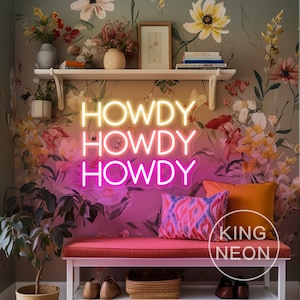 Howdy Howdy Howdy Neon Sign Custom Western Cowgirl Cowboy LED Neon Light Wall Texas Howdy Salon Bar Dorm Decor Wedding Decoration Party Gift