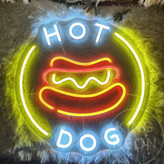 Hot Dog Neon Sign, Custom Fast Food Shop LED Neon Light, Hot Dog