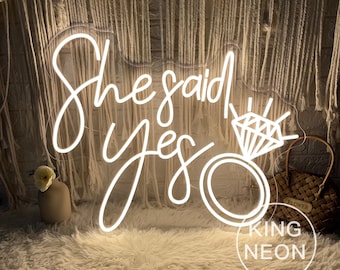 She Said Yes Ring Neon Sign, Wedding Engagement Party Decor