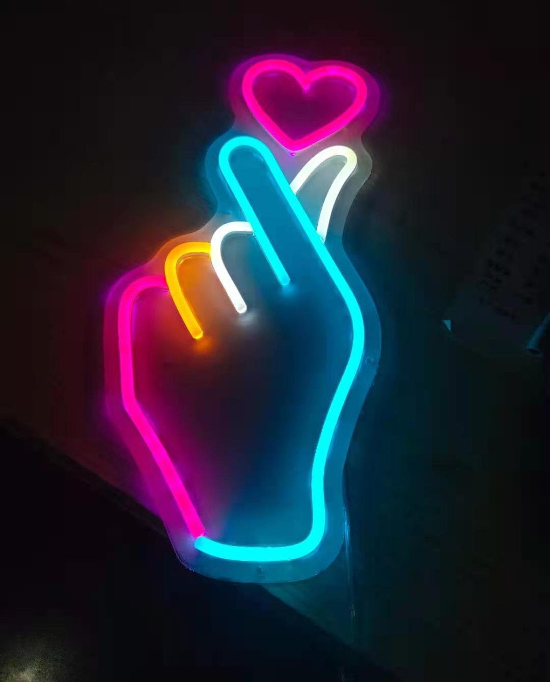 Hand And Heart Symbol Neon Sign Gesture Love Led Neon handmade | Etsy