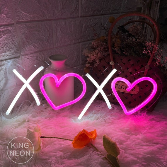 XOXO Insegna al neon,Insegna luminosa a led personalizzata per  l'arredamento della camera da letto,Insegna al neon al neon,Al neon  personalizzato per matrimoni,Decorazione della stanza della ragazza,Regali  per lei,Insegna del dormitorio 