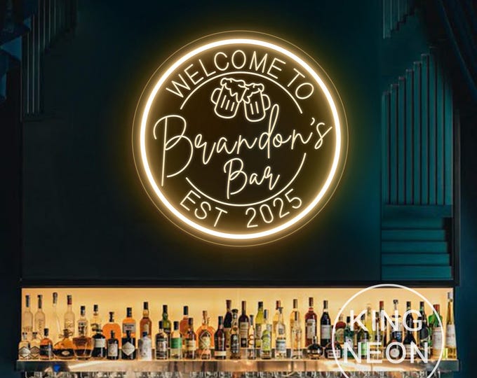 Custom Bar Neon Sign, USB Engraved Home Bar LED Neon Light, Cocktail Man Cave Wall Decor, Personalized Christmas Gifts For Him,Gifts For Dad