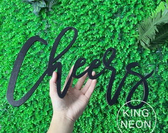 Cheers Wood Sign, Custom Wooden Wedding Bar Sign Wedding Bridal Shower Engagement Birthday Party Champagne Bar Backdrop Wall Decor Word Sign