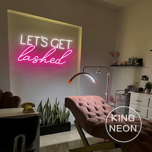 Let&#39;s Get Lashed Neonschild, LED-Neonlicht für Peitschenzimmer, Wimpernstudio Schönheitssalon Beauty Room Wall Decor, Business Schild, Salongeschenk