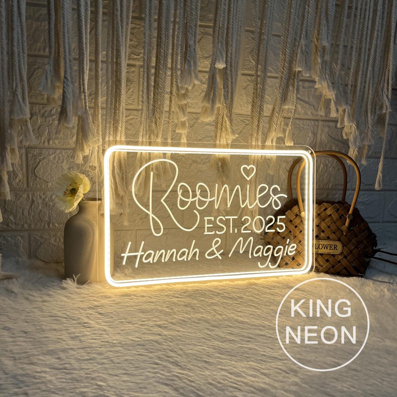 Personalized Roomies Neon Sign, Custom College Dorm Decor image 3