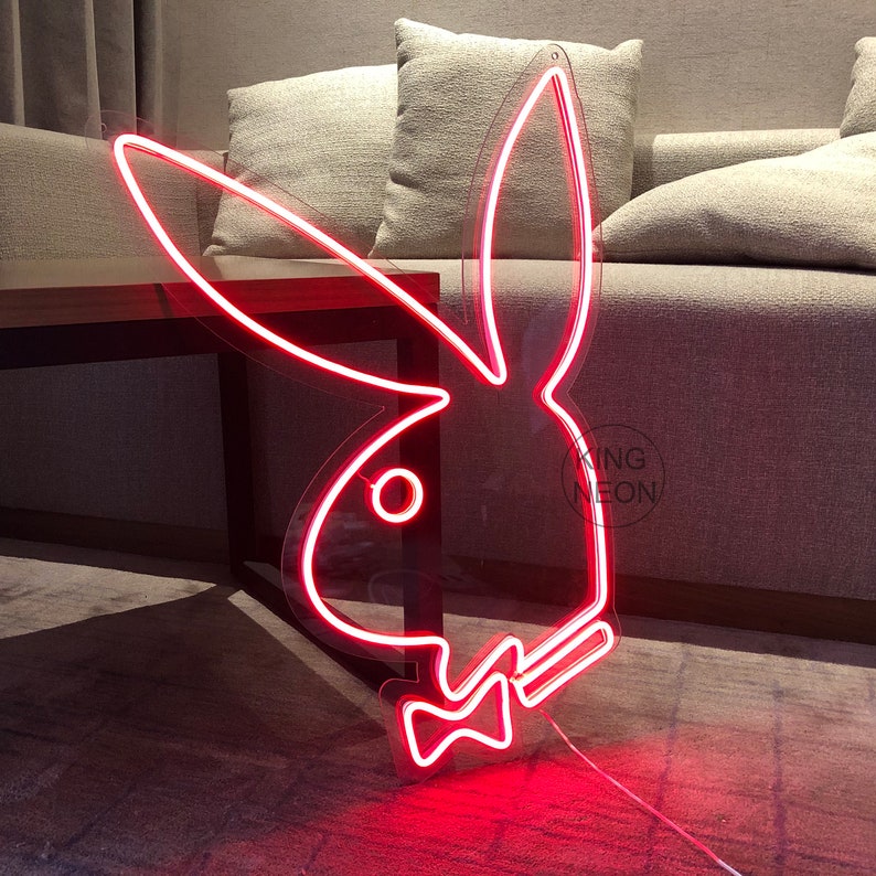 Rabbit Bunny Play Boy Playboy Magazine Neon Signs Wall Art | Etsy