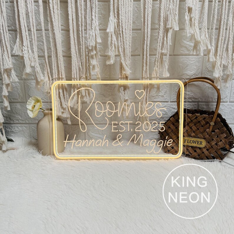 Personalized Roomies Neon Sign, Custom College Dorm Decor image 6