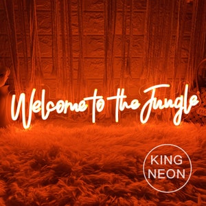 Insegna al neon Welcome To The Jungle, insegna al neon personalizzata Green Business Welcome LED Neon Light Sign Camera da letto Decorazione della parete di casa Decorazione del giardino del cortile della festa