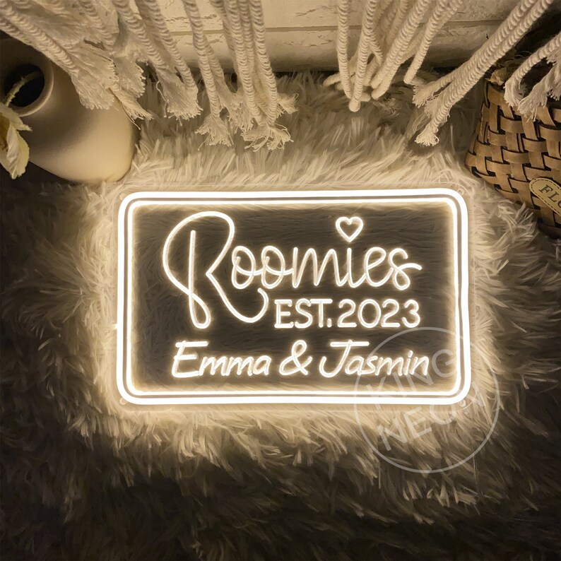 Personalized Roomies Neon Sign, Custom College Dorm Decor image 5