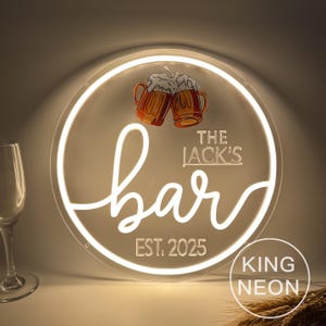 Custom Bar Neon Sign, Personalized Home Bar LED Neon Light Wall Decor Cocktail Beer Bar Pub Man Cave Sign, Gift for Dad, Gifts For Him