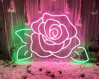 赤いバラの花のLEDサイン、バラの花のネオンサイン装飾、お母さんへの