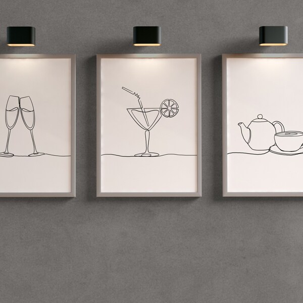 kitchen print set - kitchen wall art - set of 3 - a4 &... Kitchen Wall Art - Etsy