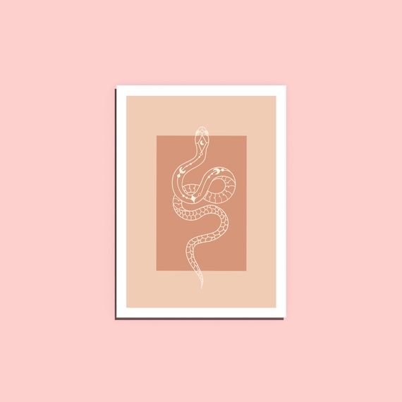 Zodiac Snake Wall Decor Print, Geometric Snake Design Art, Zodiac Frame, Housewarming Poster Gifts, Boho Snake Wall Hanging, Zodiac Print