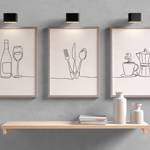 Kitchen Wall Art Set of 3 Dining Room Wall Decor Kitchen Etsy