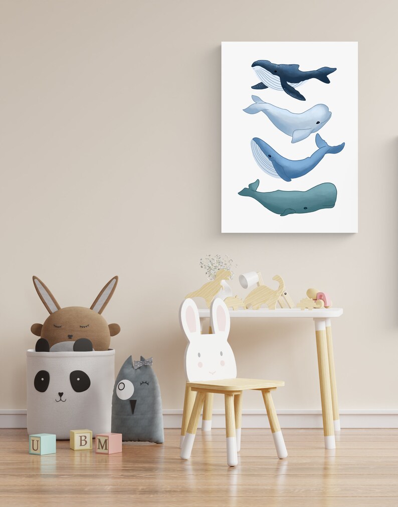Whales Print Types of Whales Kids Room Decor Sea Life Etsy