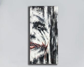 Heath Ledger Joker Oil Painting, Comics Wall Art, 20x40