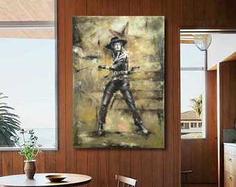 Western original Oil Painting on canvas, cowboy painting , American Western painting