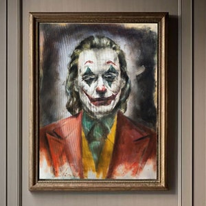 Art mural Joker Comics peinture Joaquin Phoenix Joker peinture portrait réaliste fait main