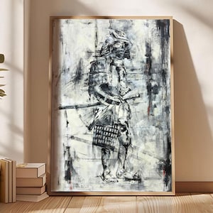 Samurai Oil Painting on Canvas: Large Japanese Warrior Art