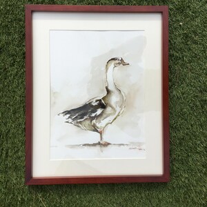 Goose Original Watercolor, Farm Animals  Watercolor Painting, Bird art