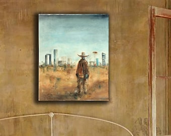 cowboy oil painting original art.  American cowboy, western wall art