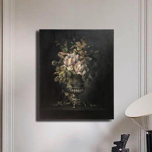 花の油絵 オリジナルのバラの壁アート 花の絵画