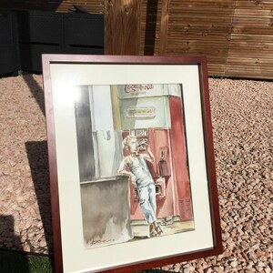 Pittura ad acquerello, arte murale originale, arte del ristorante