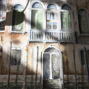 Venice Watercolor Painting, Original Wall Art, architecture aquarelle art
