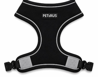 Black and Gray Reversible Dog Harness | Reflective High Visibility | Breathable Mesh Vest | Adjustable Chest Strap Walking Gear
