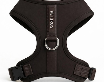 Dark Chocolate Brown Dog Harness | No-Pull Adjustable Padded Vest | Breathable Neoprene Front Clip with Silver Hardware